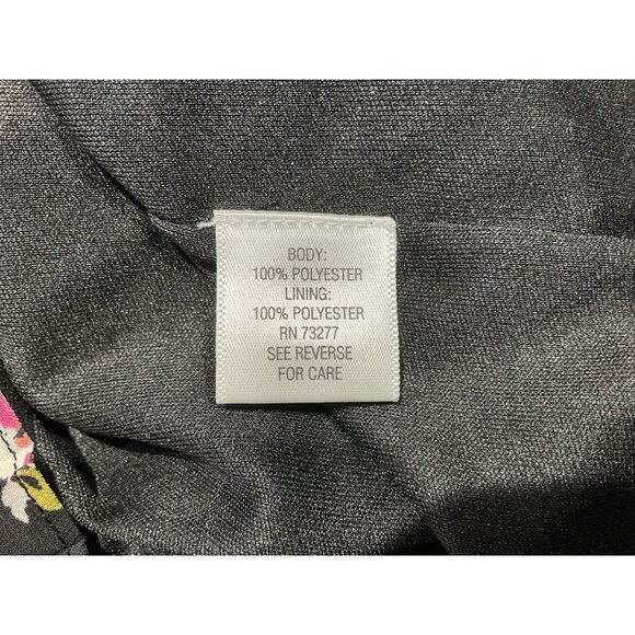 Elle Pleated Halter Top Size XL With Neck Tie For Bow Black Floral Print Lined - Picture 9 of 11